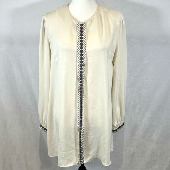 Seril Ivory and gray long sleeve tunic blouse top size 48 (1XL) - Picture 1 of 6